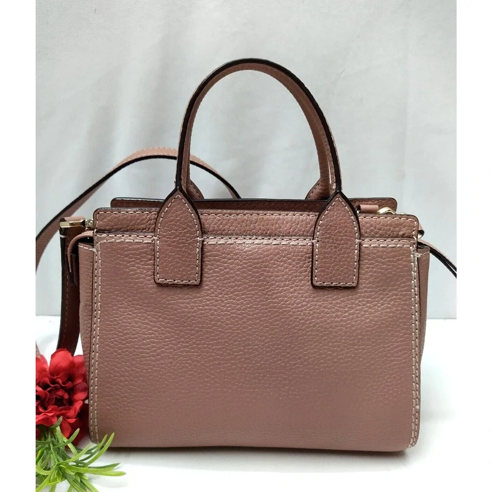 Kate Spade New York Dunne Lane Lake Nude Pebbled Leather Top Handle Satchel Bag